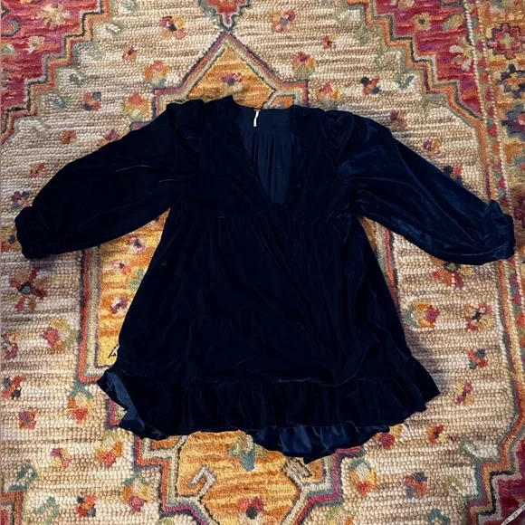 Free People Navy Velvet Dress - Picture 2 of 10